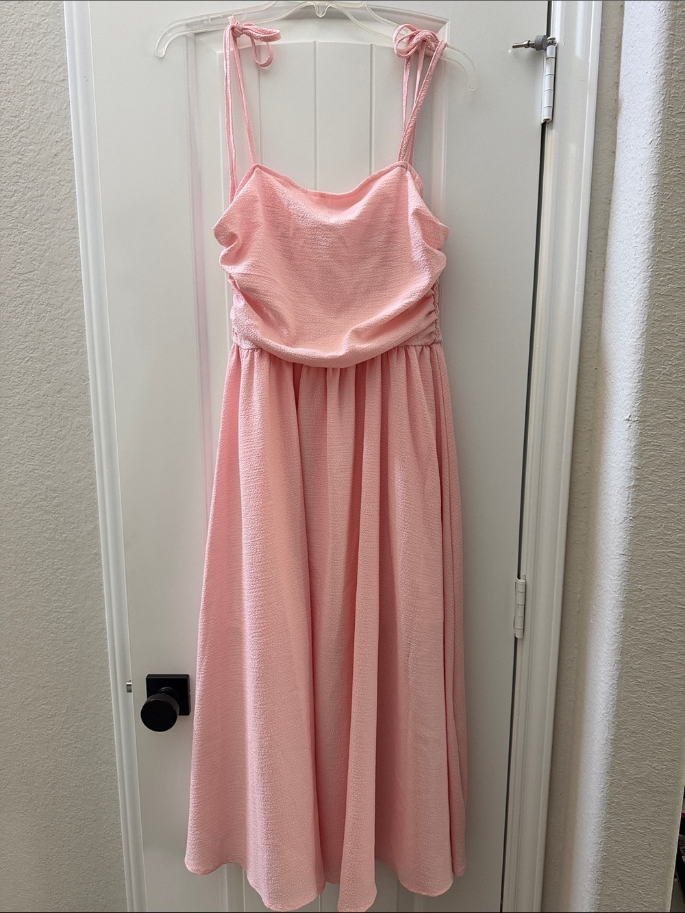 Pink Tie-Shoulder Sundress